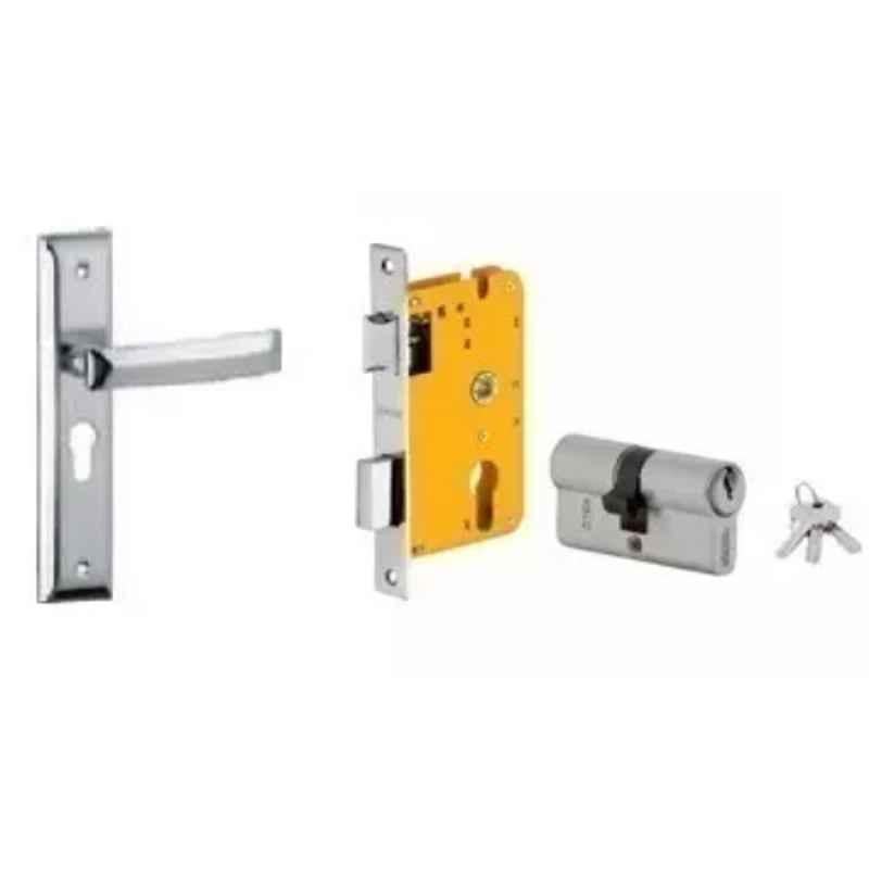 Dorset HL Series Quadra 60mm Stainless Steel Silver Chrome Finish Door Handle Lock Set with Both Side Key Cylinder