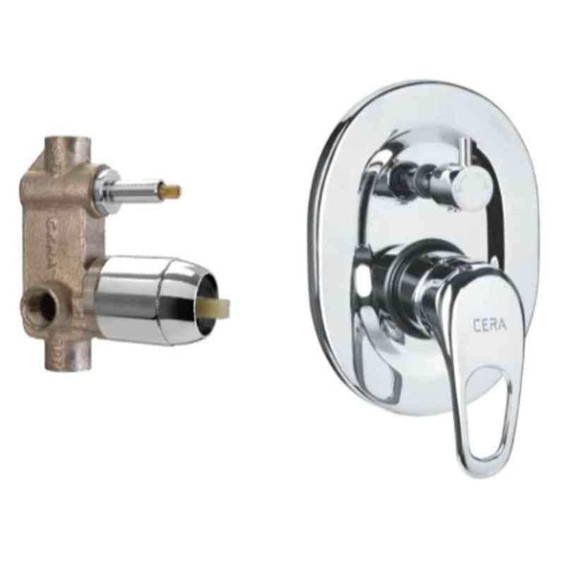 Cera Carbon Brass Chrome Finish Turn Type Single Lever Concealed Diverter System Set Consisting of Exposed & Concealed Part, F1002703