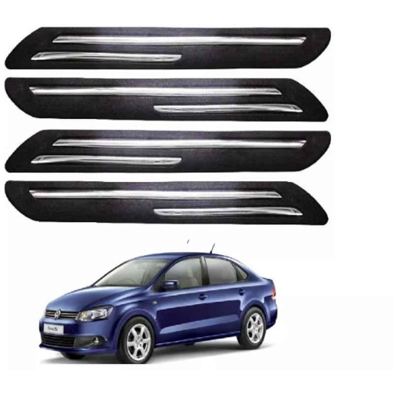 Sca Rubber Car Side Bumper Protector Guard with Double Chrome Strip for Volkswagen Vento Old Model Black Set Of 4, SCA-B89Z6L