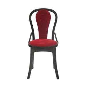 Supreme Pearl Super Premium Plastic Black & Red Chair without arm (Pack of 2)