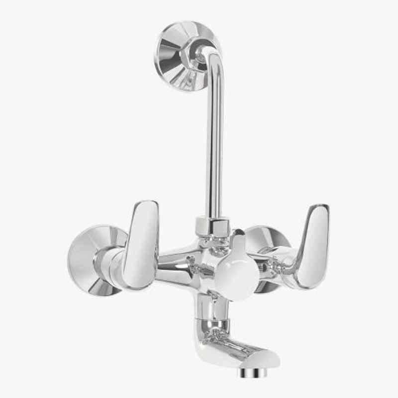 Kerovit Slope Silver Chrome Finish Wall Mixer 2 in 1 with Flanges, KB1311019
