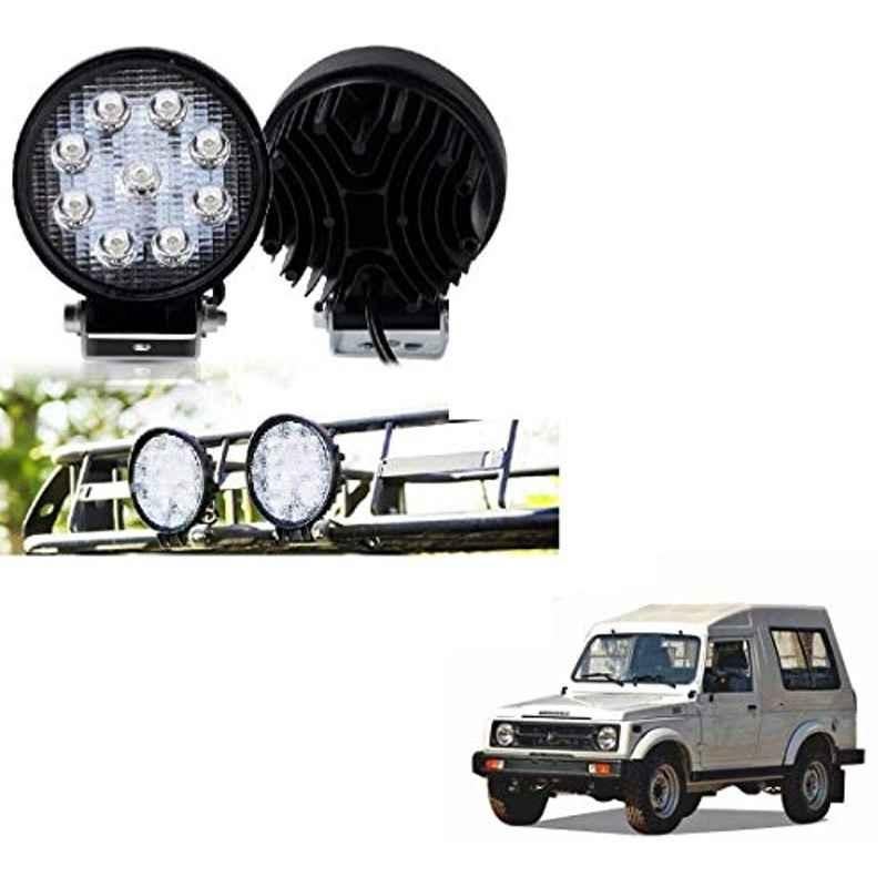 Kozdiko 2 Pcs 27W 4 inch 9 LED Waterproof Round White Fog Light Set with Mounting Brackets for Maruti Suzuki Gypsy, kozd_19916