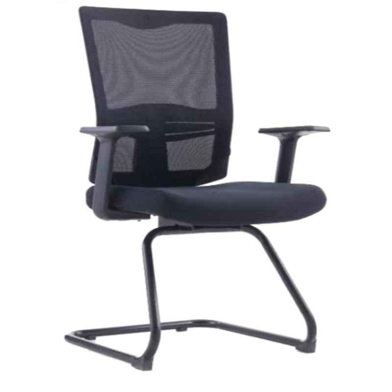 Smart Office Furniture Black Toast Paint Bow Leg Office Chair with Mesh Back Fabric Seat, SMOF-133C