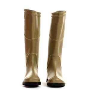 Darit ES-17-12 Leather Steel Toe Beige High Ankle Safety Gumboot, Size: 12