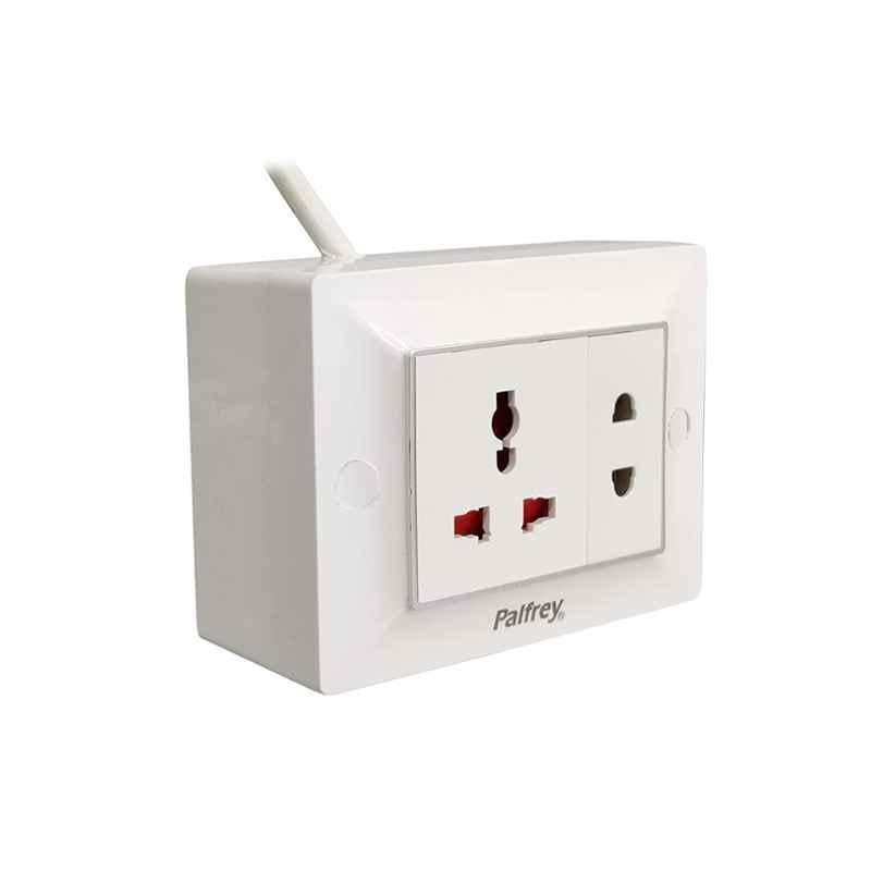 Palfrey 5A Single Socket White Polycarbonate Electric Extension Board with Two Pin Socket & 10m Wire, 32P10M