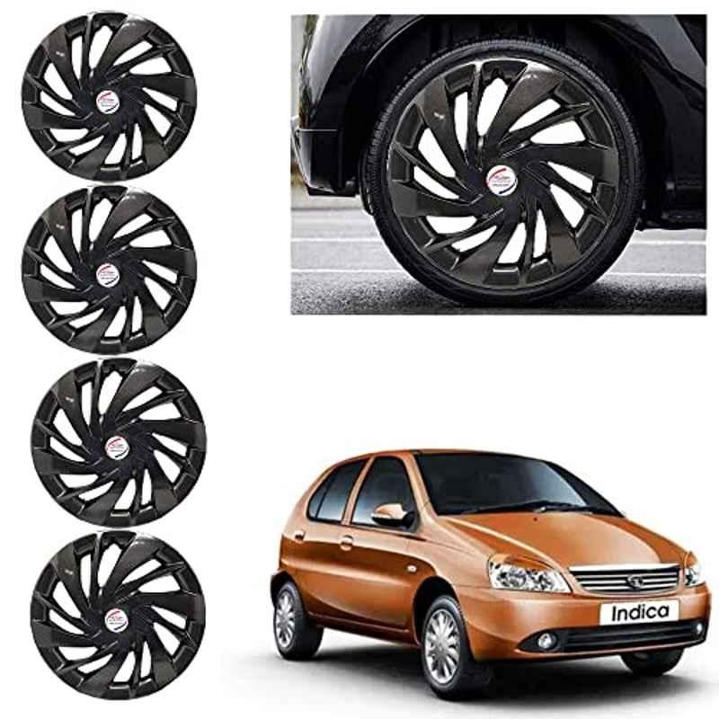 Auto Pearl 4 Pcs 13 inch ABS Black Car Wheel Cover Set for TATA Indica