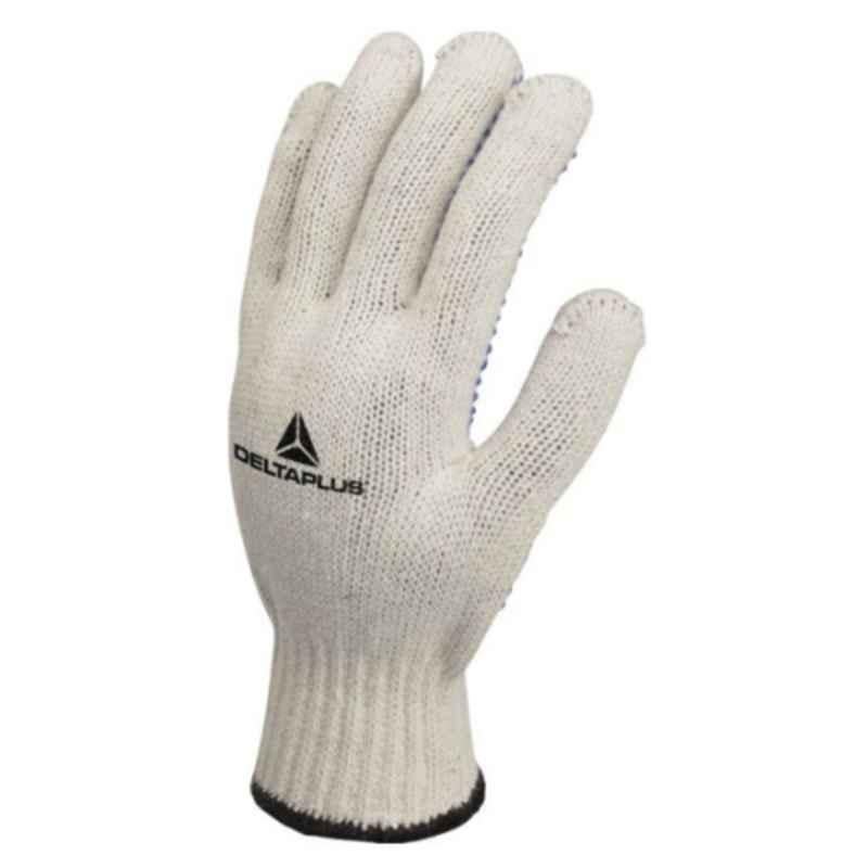 Deltaplus TP 169 Cotton Nitrile Coated White One Sided Dotted Safety Gloves, Size: 9