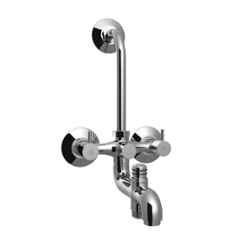 RN 1/2 inch Brass Ingot Nickel & Chrome Plated Telephonic 3 in 1 Flow Wall Mixer with L Bend