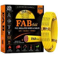 Fabgold 2.5 Sqmm Yellow FR PVC Multi Strand Electrical Wire, FABGOLD22, Length: 90m