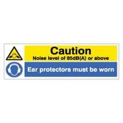 SUNSIGNS 300x100mm Vinyl & ACP Sheet Caution Noise Level of 85dB(A) or Above Ear Protectors Must be Worn Signage, SN0154VNLM3HPIFAG