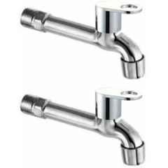 Gold Bell Rio Stainless Steel Silver Wall Mounted Chrome Finish Bib Tap with Wall Flange (Pack of 2)