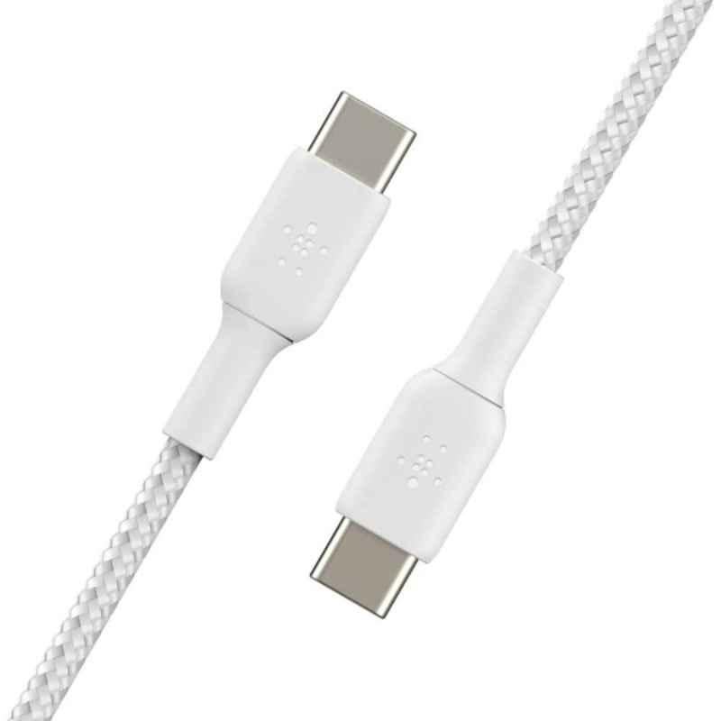 Belkin 1m Nylon White USB-C to USB-C 2.0 Braided Cable, BKN-CAB004BT1MWH