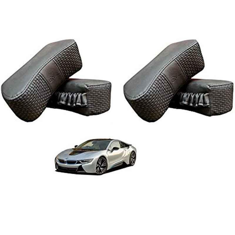 Kozdiko 4 Pcs CV Designer Grey Leatherite Neck Rest Car Cushion Pillow Set for BMW I8