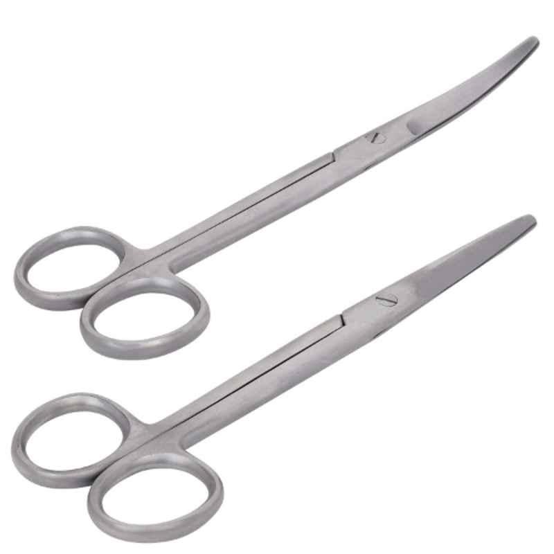 Forgesy 2 Pcs 6 inch Stainless Steel Straight & Curved Mayo Scissor Set, X52