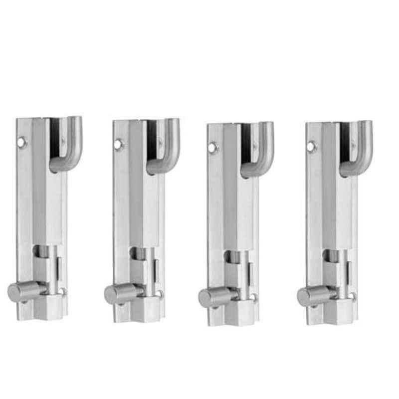 Nixnine 6 inch Stainless Steel Heavy Duty L-Shape Tower Bolt Door Latch Lock, SS_LTH_A-518_L_6IN_4PS (Pack of 4)