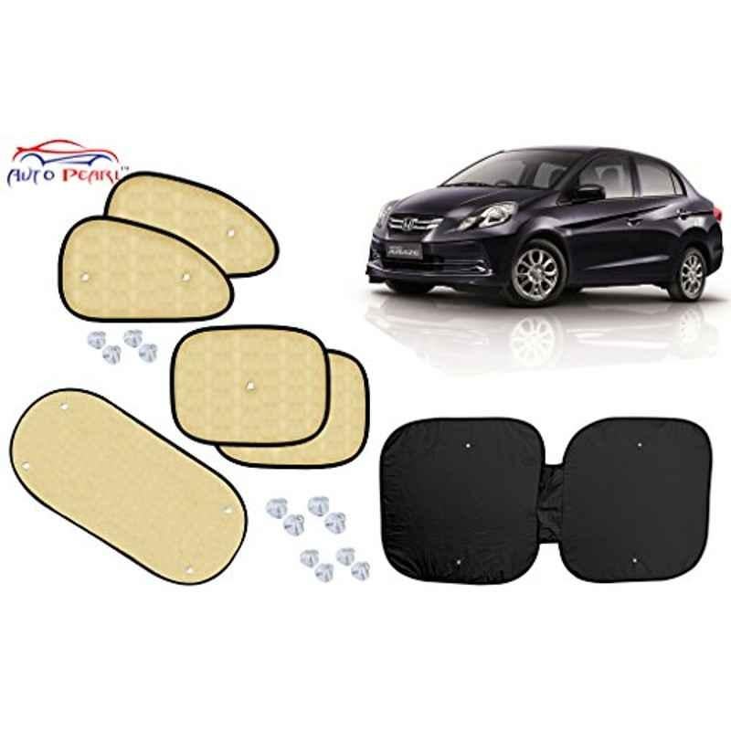 Auto Pearl 6 Pcs PVC & Mesh Beige Window, Front & Rear Sun Shade Set for Honda Amaze