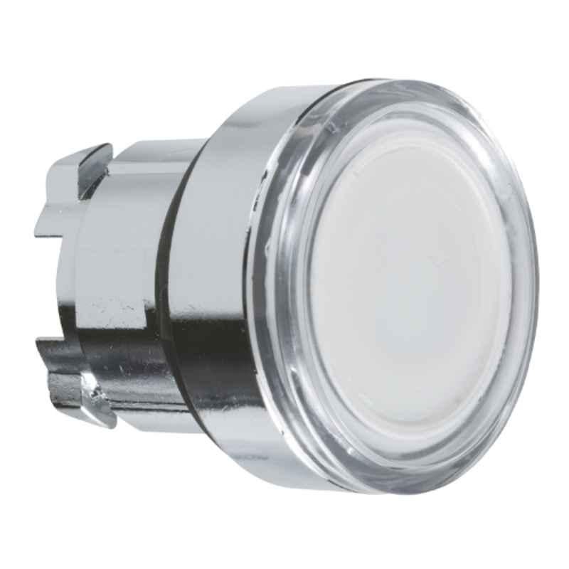 Schneider 22mm Round White Flush Illuminated Push Button Head Spring Return for Integral LED, ZB4BW313