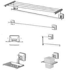 Plantex Stainless Steel 304 Grade Towel Rack with Stainless Steel 304 Grade Square Bathroom Accessories Set 5 Pcs Towel Rod/Napkin Ring/Tumbler Holder/Soap Dish/Robe Hook