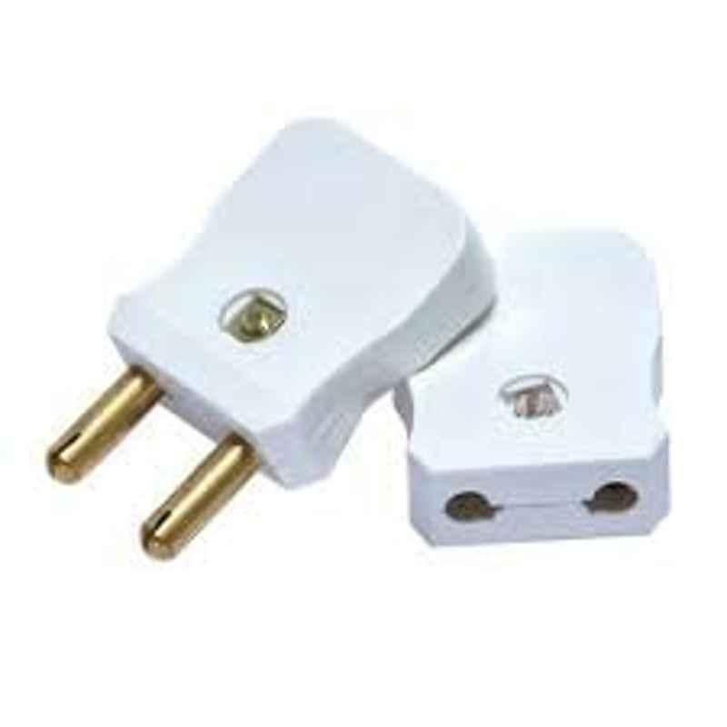 Abbasali 2Pcs 2 Pin Polycarbonate White Adapter Plug Top Set