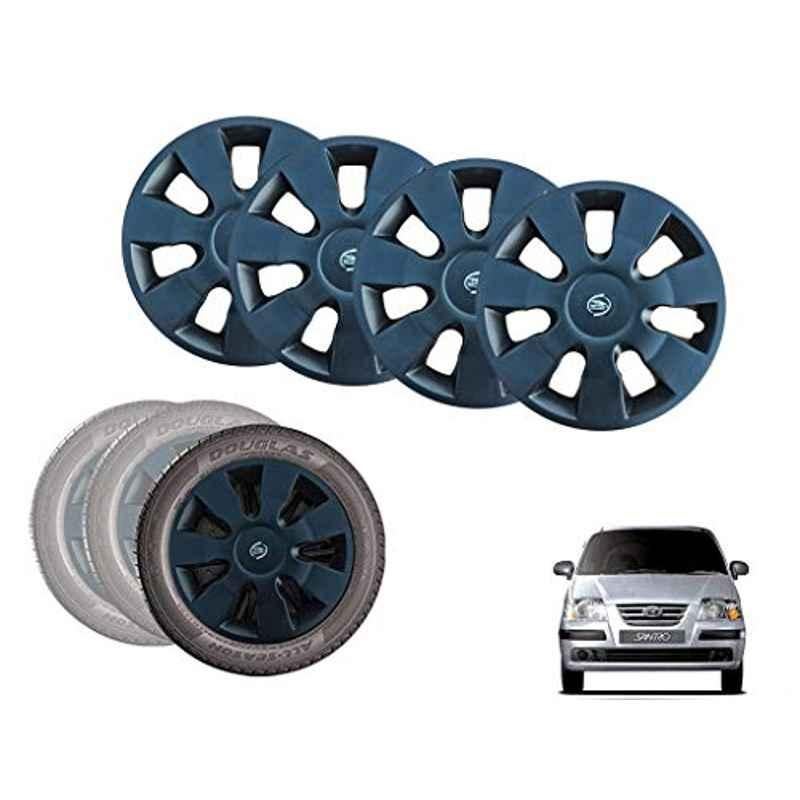 Auto Pearl 13 inch ABS Black Car Hubcap Wheel Cover with Retention Ring Set for Santro