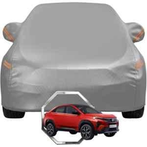 Allextreme Polyester Grey Highlighter Car Cover with Mirror Pocket & Triple Stitched Bottom Elastic for Tata Curvv All Model & Years, PV-GR-04