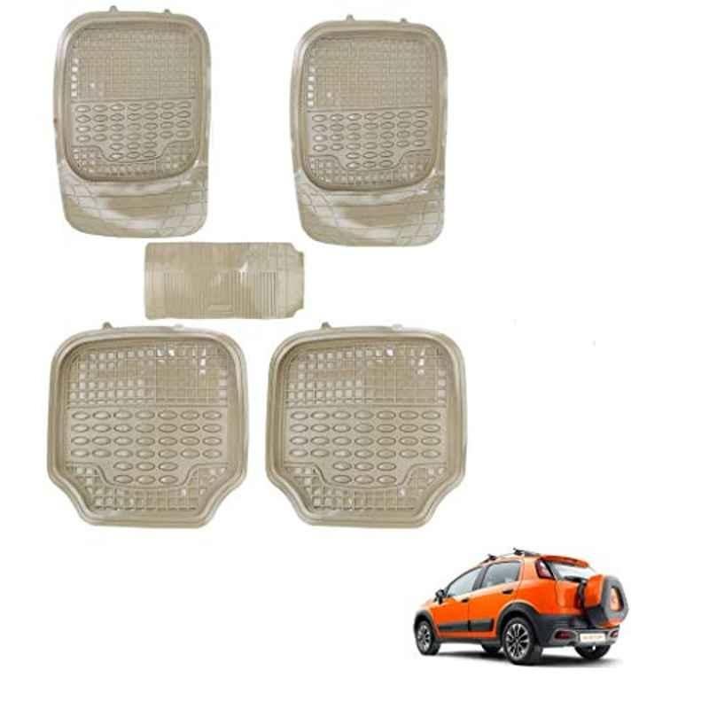 Kozdiko 5 Pcs 4G Beige Rubber & PVC Heavy Car Foot Mat Set for Fiat Avventura, koz_81127