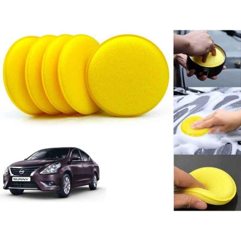 Auto Pearl Polyurethane Beige Washing & Waxing Polish Foam Sponge for Sunny 2015 (Pack of 5)