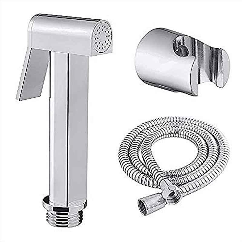 Oleanna HF08 Brass Chrome Finish Health Faucet with 1m Flexible Hose Pipe & Wall Hook