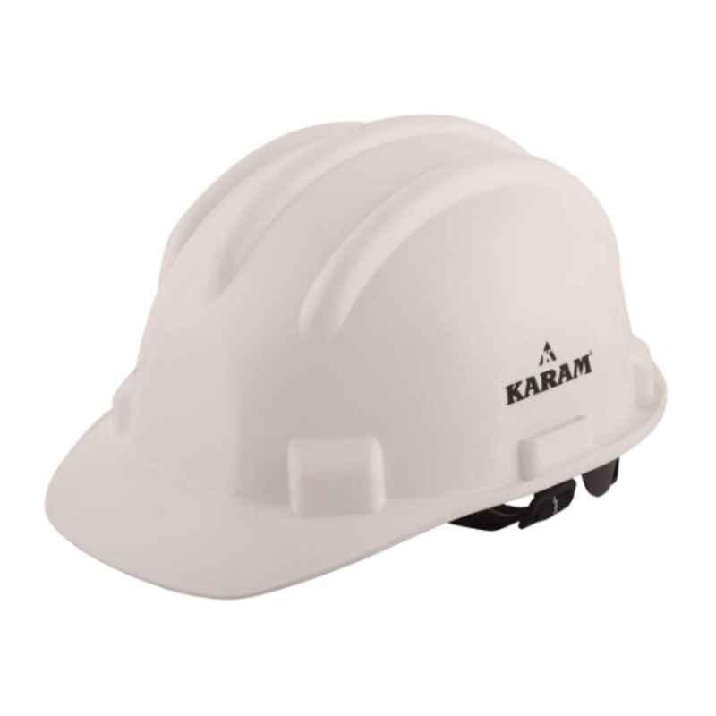 Karam White Plastic Cradle Ratchet Type Safety Helmet, PN-521