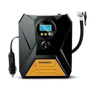 Nutronics 150psi 2000mAh Black & Orange Cordless Tyre Inflator with Digital Display & Multiple Nozzles for Car & Bike, C1809-1