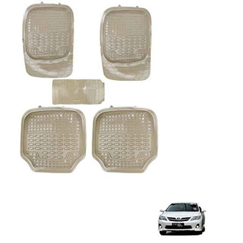 Kozdiko 5 Pcs 4G Beige Rubber & PVC Heavy Car Foot Mat Set for Toyota Corolla Old Altis, koz_80947