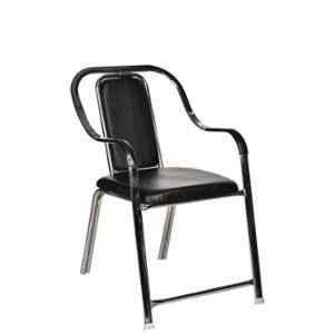 Teal CV-107 120kg Leather & Chrome Steel Black Modern Aramika Visitor Chair