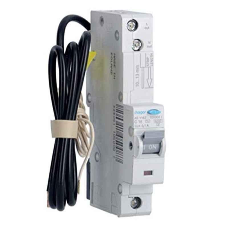 Hager 30mA 6kA Residual Current Circuit Breaker with Over Current Protection, AE106Z