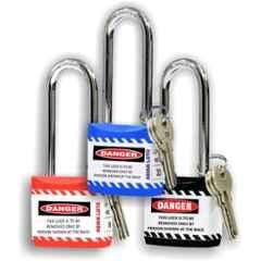 Asian Loto 3 Pcs 65mm Red, Blue & Black Long Shackle Jacket Padlocks Set for Safety, ALC-LPL-RBK