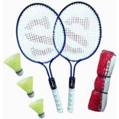 STYRKR Alloy Steel Royal Blue Junior Phantom 2 Pcs Multicolour Badminton with 3 Shuttlecock & Net
