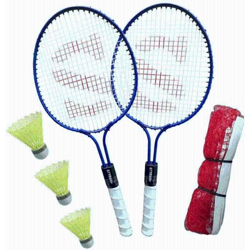 STYRKR Alloy Steel Royal Blue Junior Phantom 2 Pcs Multicolour Badminton with 3 Shuttlecock & Net