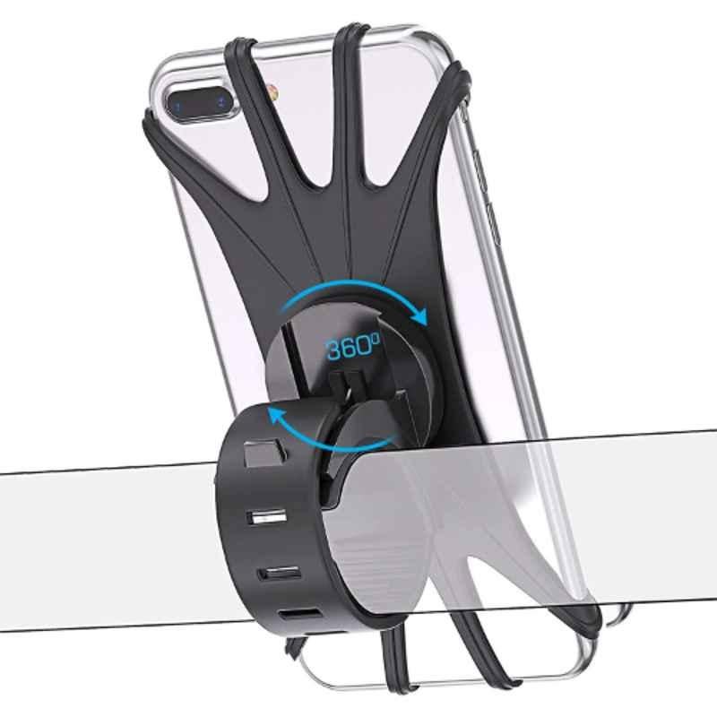 Strauss 13x6x5cm Silicon Black Mobile Phone Holder with 360 deg Rotation, ST-2551