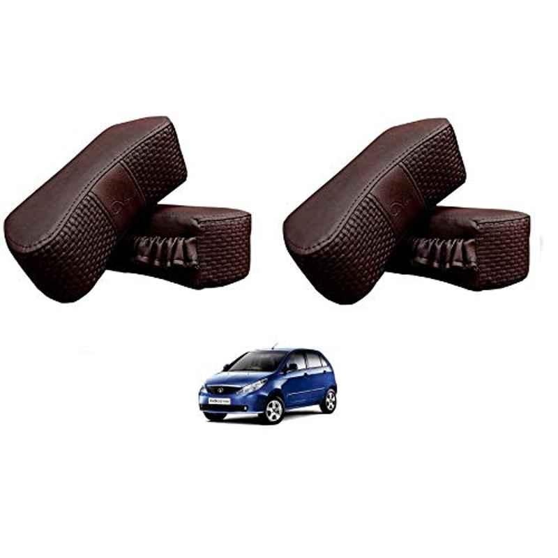 Kozdiko 4 Pcs CV Designer Cola Leatherite Neck Rest Car Cushion Pillow Set for Tata Indica Vista