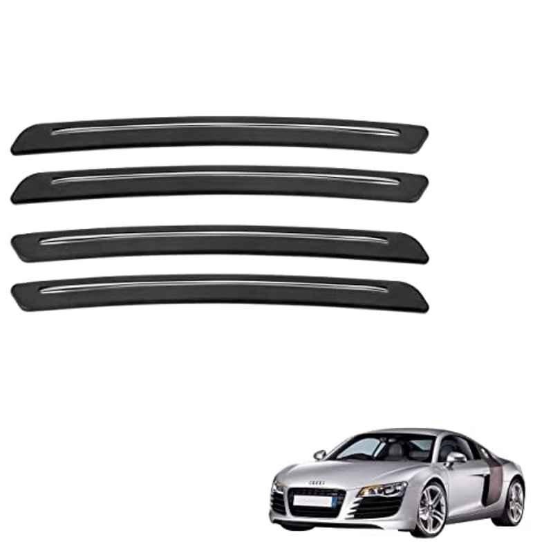 Kozdiko 4 Pcs Rubber Black Car Bumper Protector Set with Chrome Strip forAudi R8