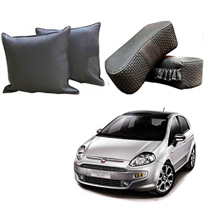 Kozdiko One Pair Grey Neck Rest & One Pair Cushion Combo for Fiat Pinto Evo