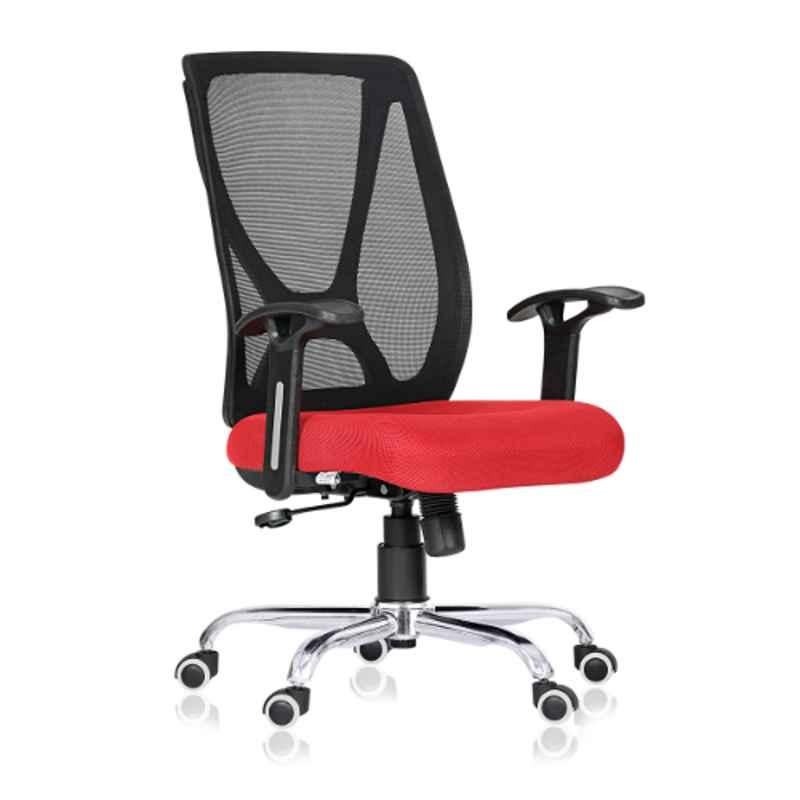 Da Urban Xcess Red Medium Back Revolving Mesh Ergonomic Office Chair with Armrest