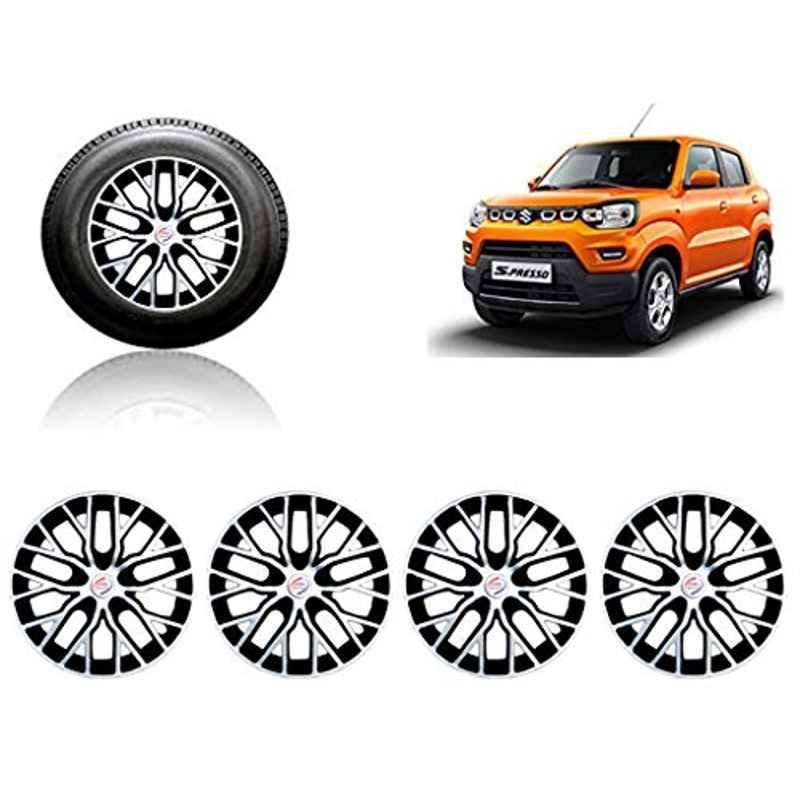 Auto Pearl 4 Pcs 14 inch ABS Silver &a; Black Press Type Car Wheel Cover Set for Maruti Suzuki Spresso-picture-35