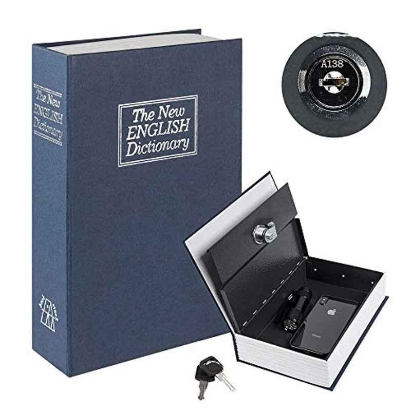 Rubik Metal Black Book Safe with Key Lock, Size: Large