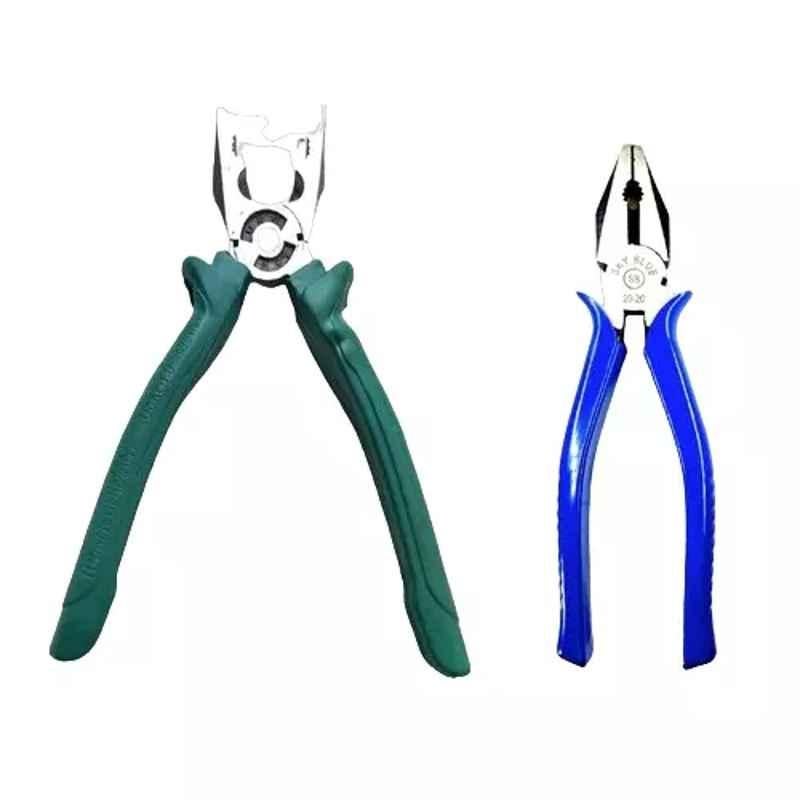 Sky Blue 2 Pcs 7.8 inch Lineman Plier Combo, SBE_PLIER_COMBO_MOD_01412