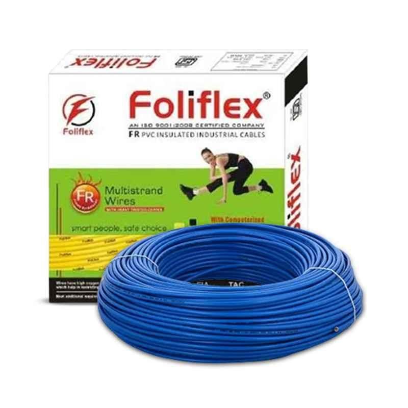 Foliflex Safety 1 Sqmm Blue Single Core FR Multistrand PVC Flexible Wire, Length: 90 m