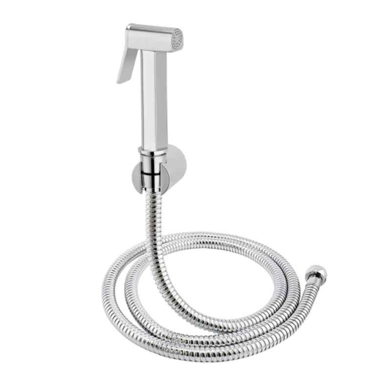 Cliquin Square ABS Chrome Wall Mounted Health Faucet with SS-304 1m Flexible Shower Tube
