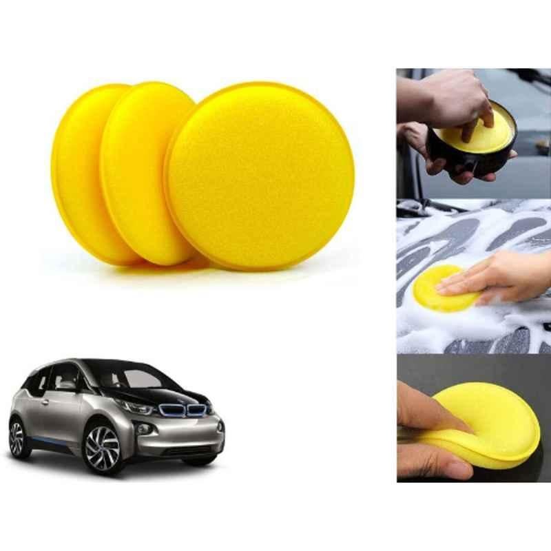 Auto Pearl Polyurethane Beige Washing & Waxing Polish Foam Sponge for i3 (Pack of 3)