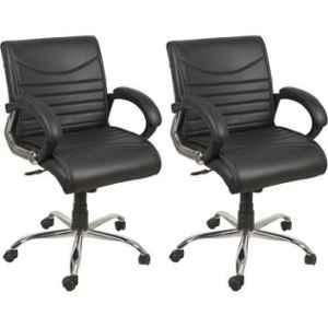 Sunview Floora Leatherette Medium Back Black Office Chair (Pack of 2)
