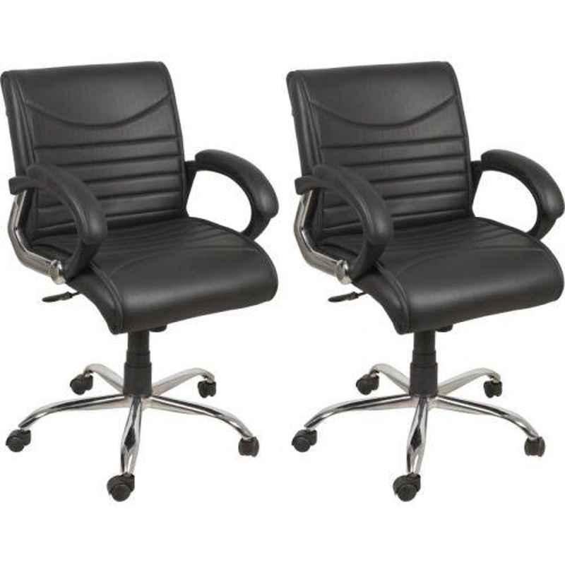 Buy Sunview Floora Leatherette Medium Back Black Office Chair (Pack of ...