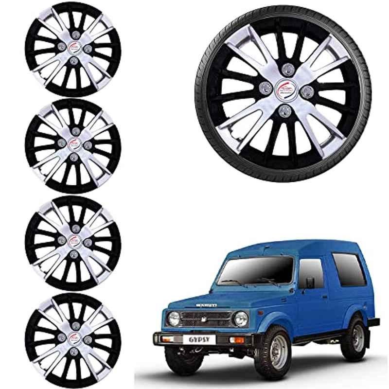 Auto Pearl 4 Pcs 15 inch ABS Black & Grey Car Wheel Cover Set for Maruti Suzuki Gypsy Mg 410